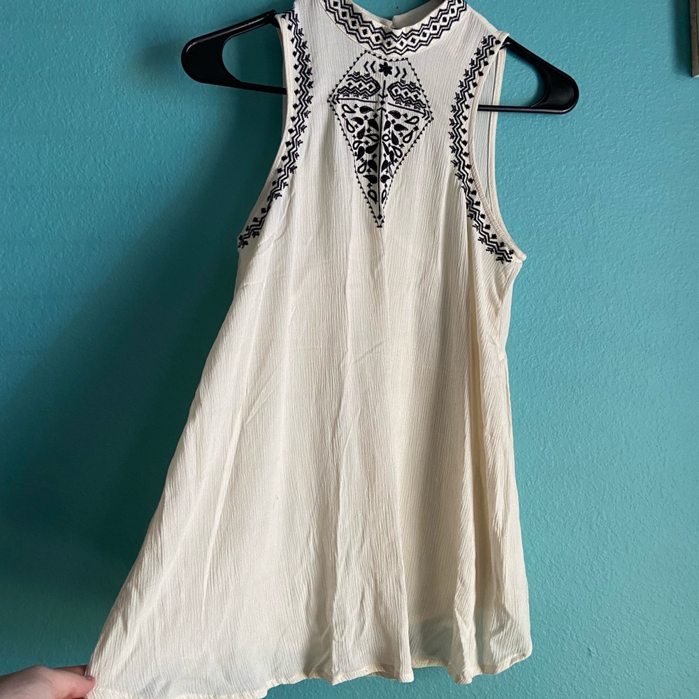 High-Neck Off-White Boho Blouse